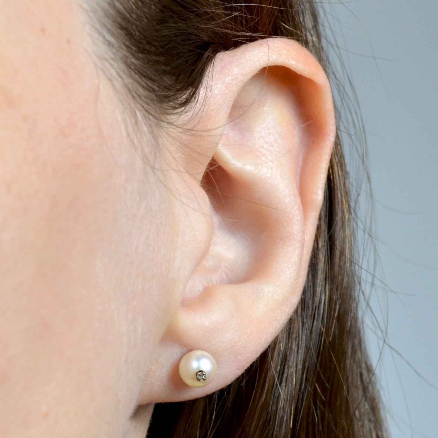 Pearl and Diamond Post Earrings