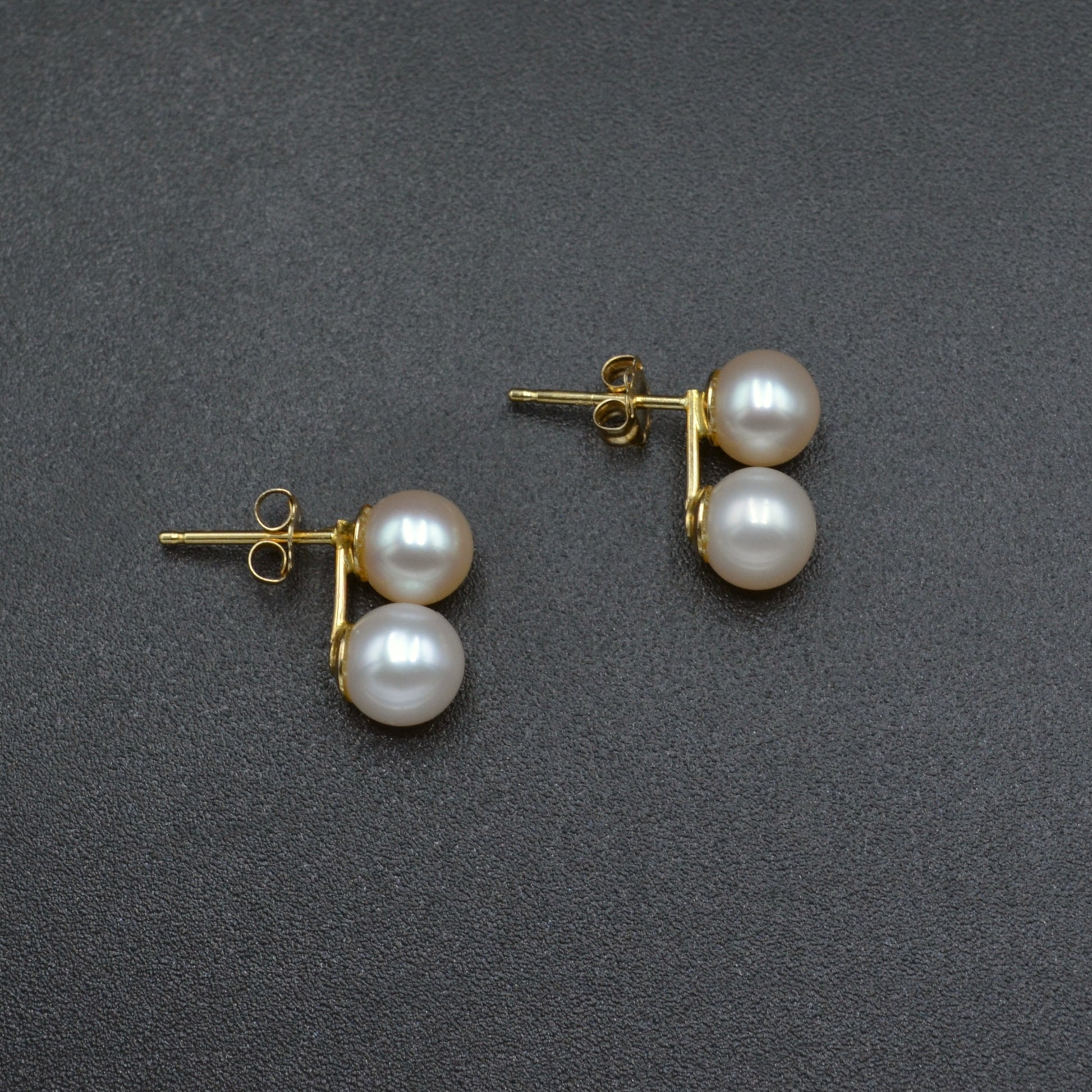 Vintage Double Pearl And 14k Gold Earrings