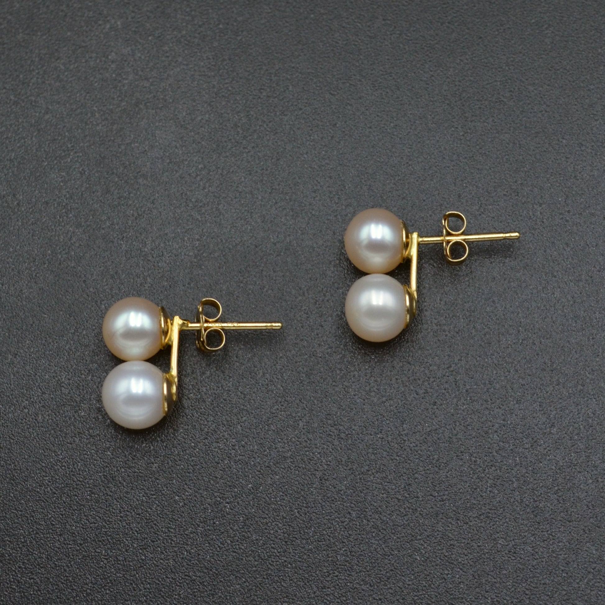 Vintage Double Pearl And 14k Gold Earrings