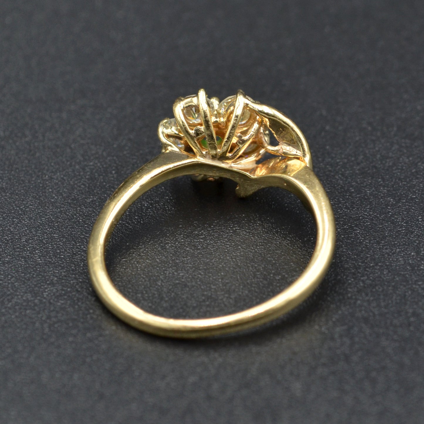 Vintage Emerald and Diamond Flower Ring