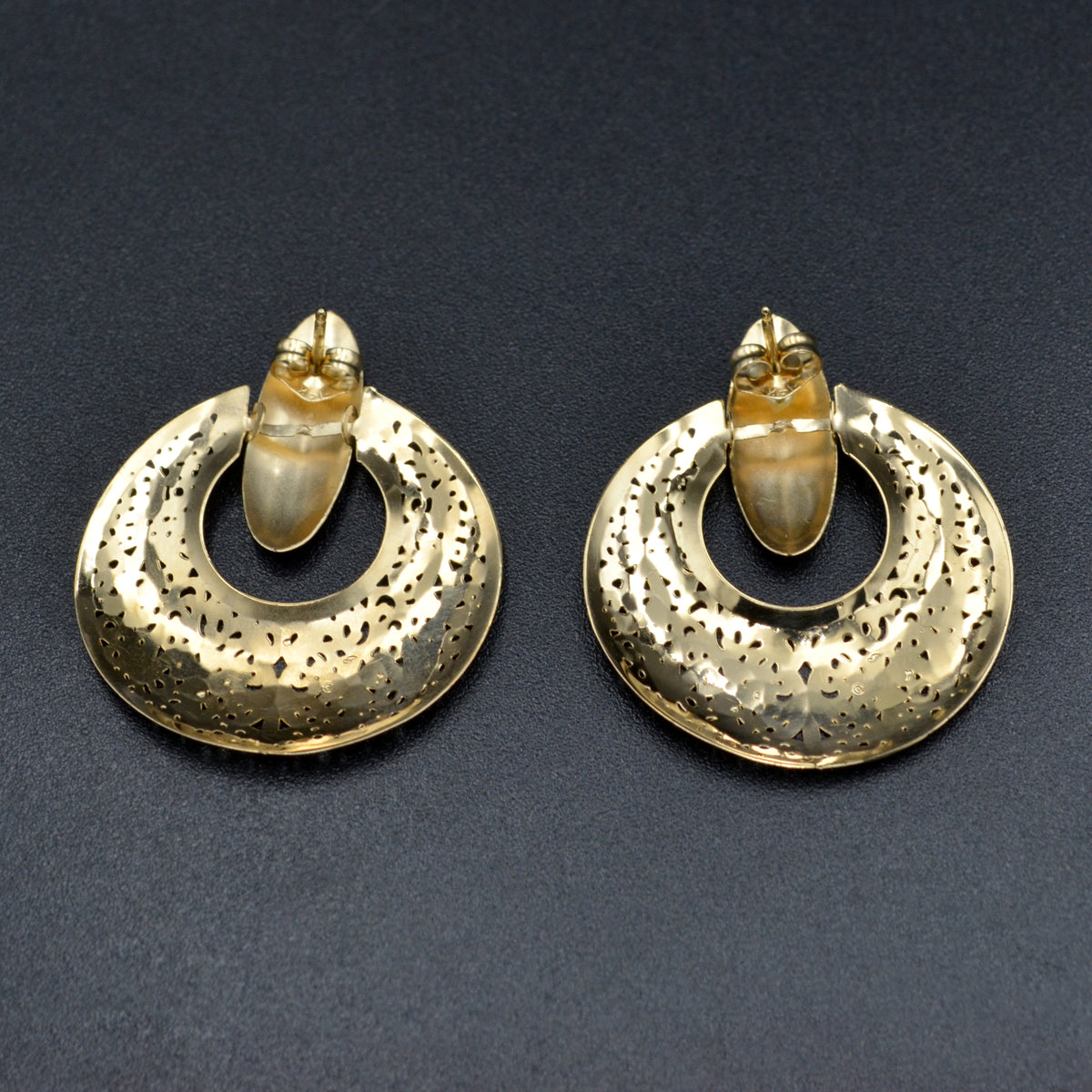 Vintage 14 Karat Gold Filigree Door Knocker Earrings