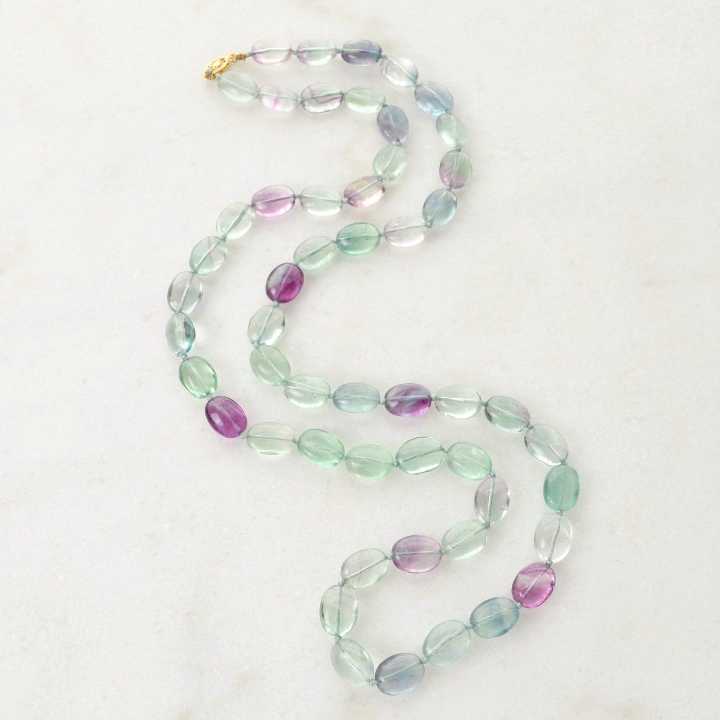 Vintage Fluorite and 14k Gold Beaded Necklace