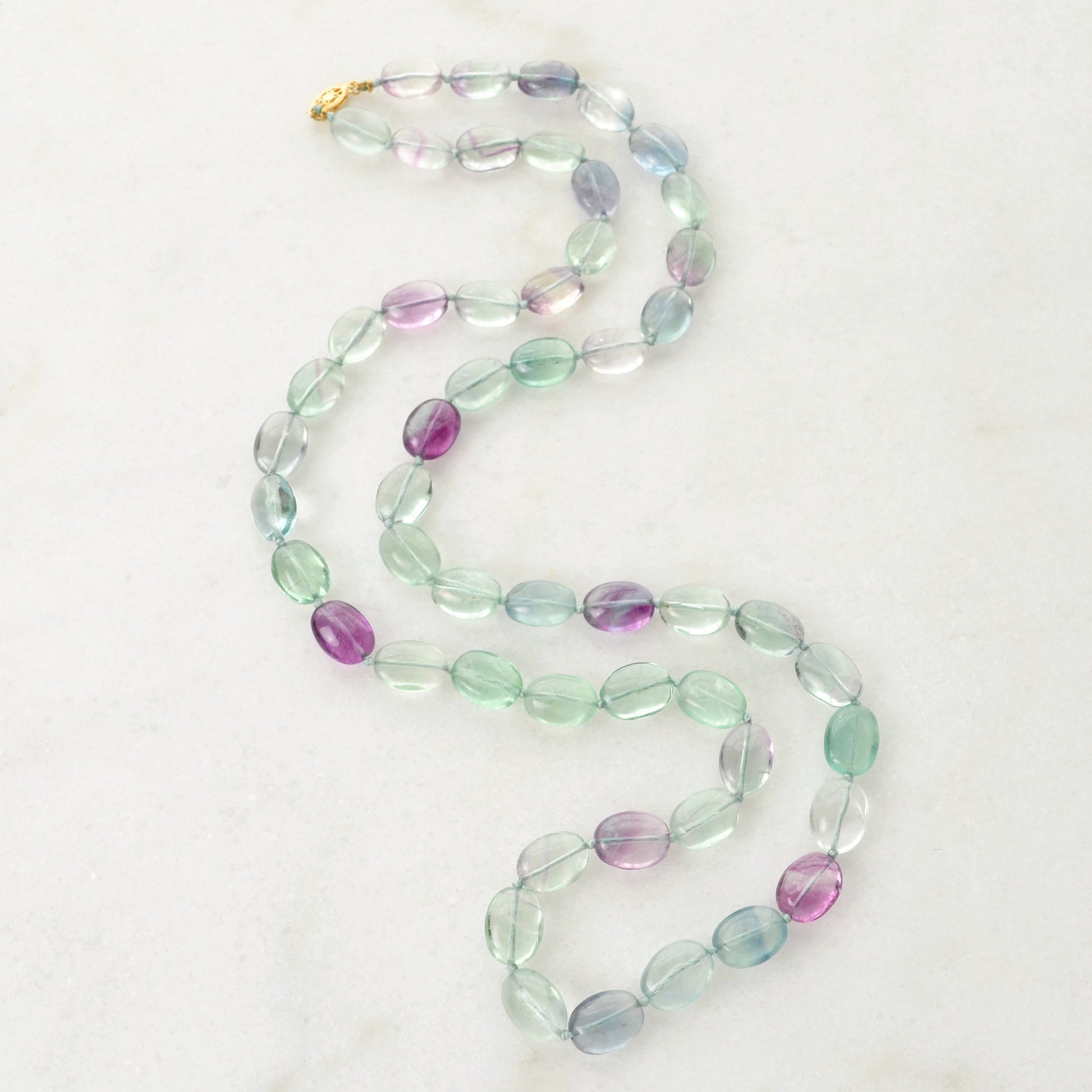 Vintage Fluorite and 14k Gold Beaded Necklace