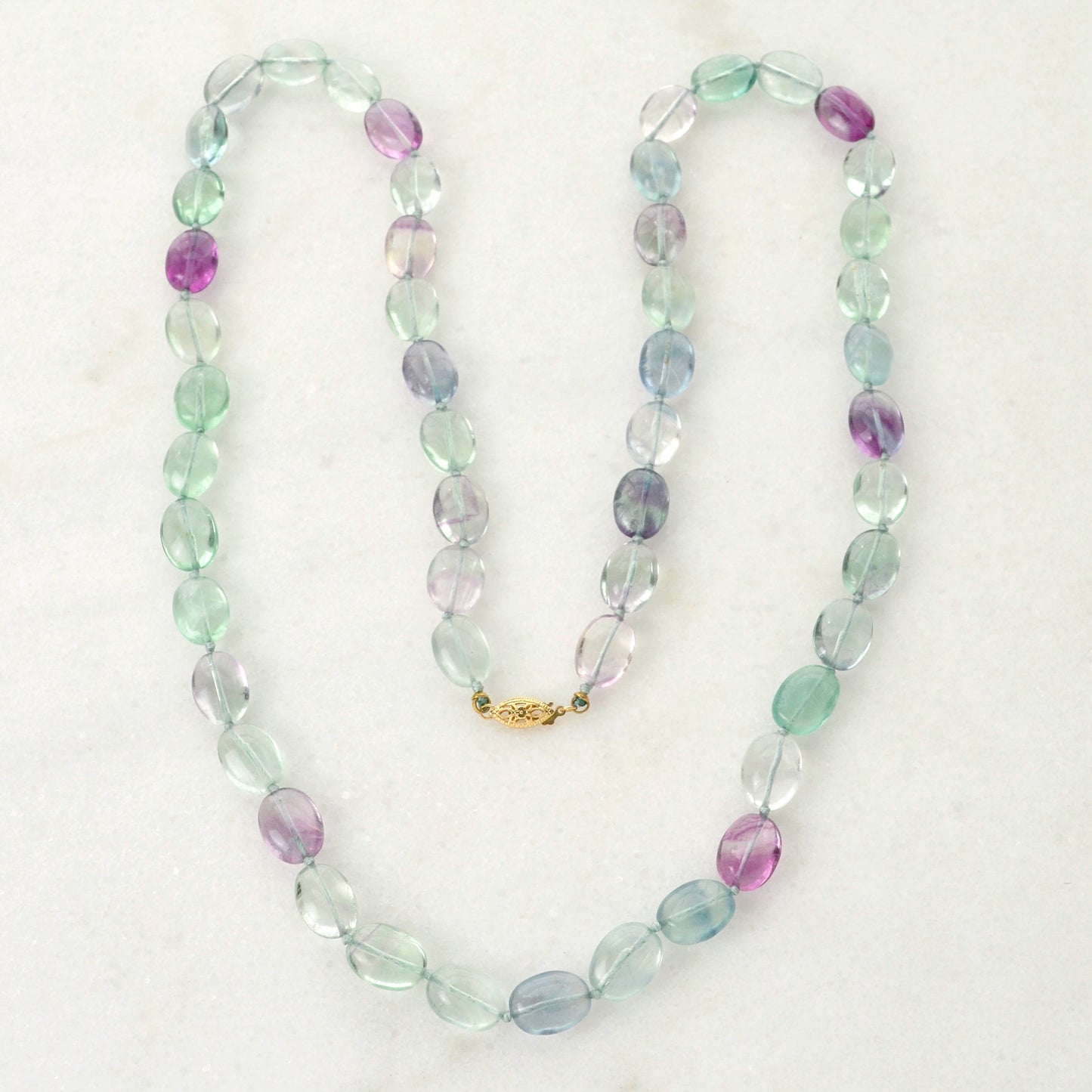 Vintage Fluorite and 14k Gold Beaded Necklace