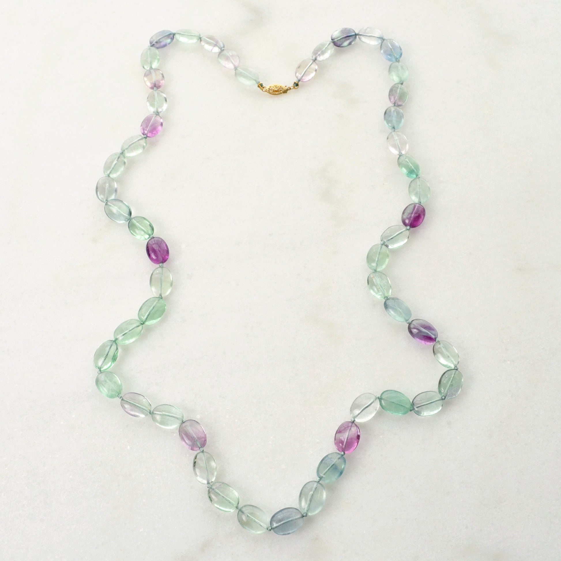 Vintage Fluorite and 14k Gold Beaded Necklace