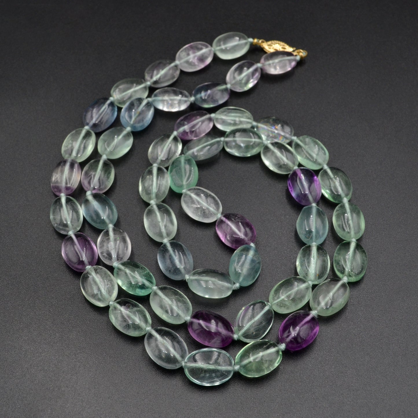 Vintage Fluorite and 14k Gold Beaded Necklace