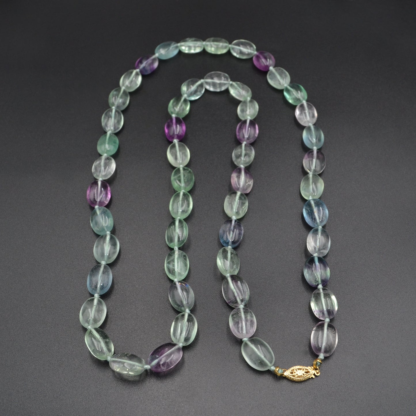 Vintage Fluorite and 14k Gold Beaded Necklace