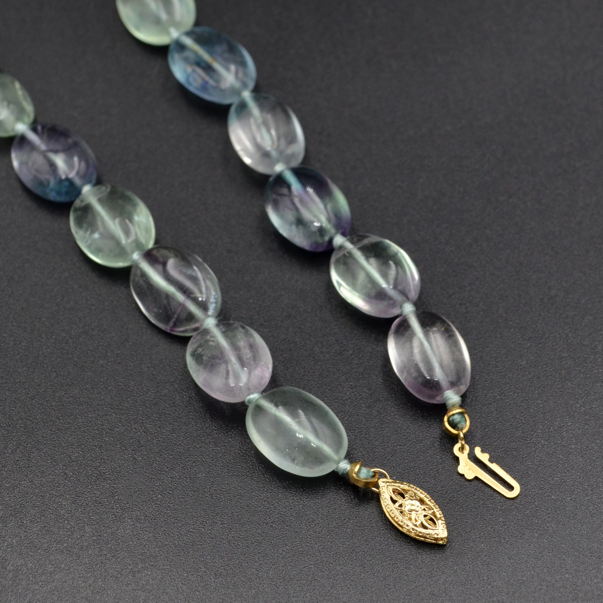 Vintage Fluorite and 14k Gold Beaded Necklace