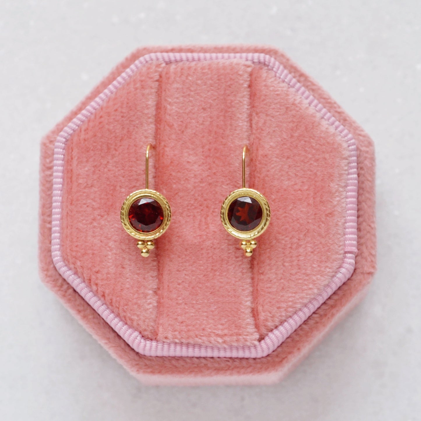 Vintage Byzantine Style Garnet And 14k Gold Earrings