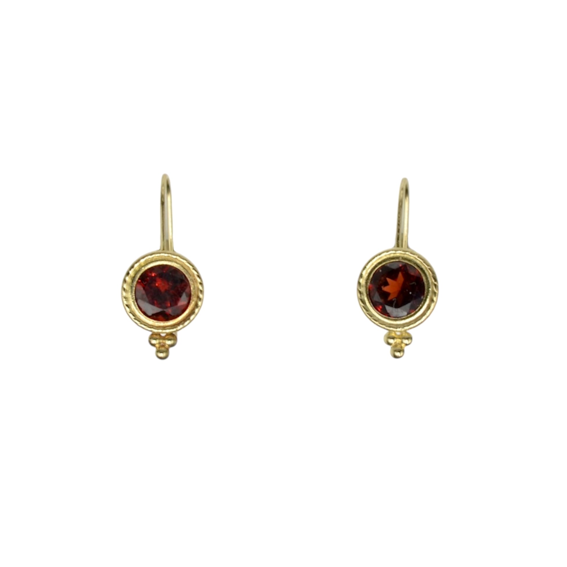 Vintage Byzantine Style Garnet And 14k Gold Earrings