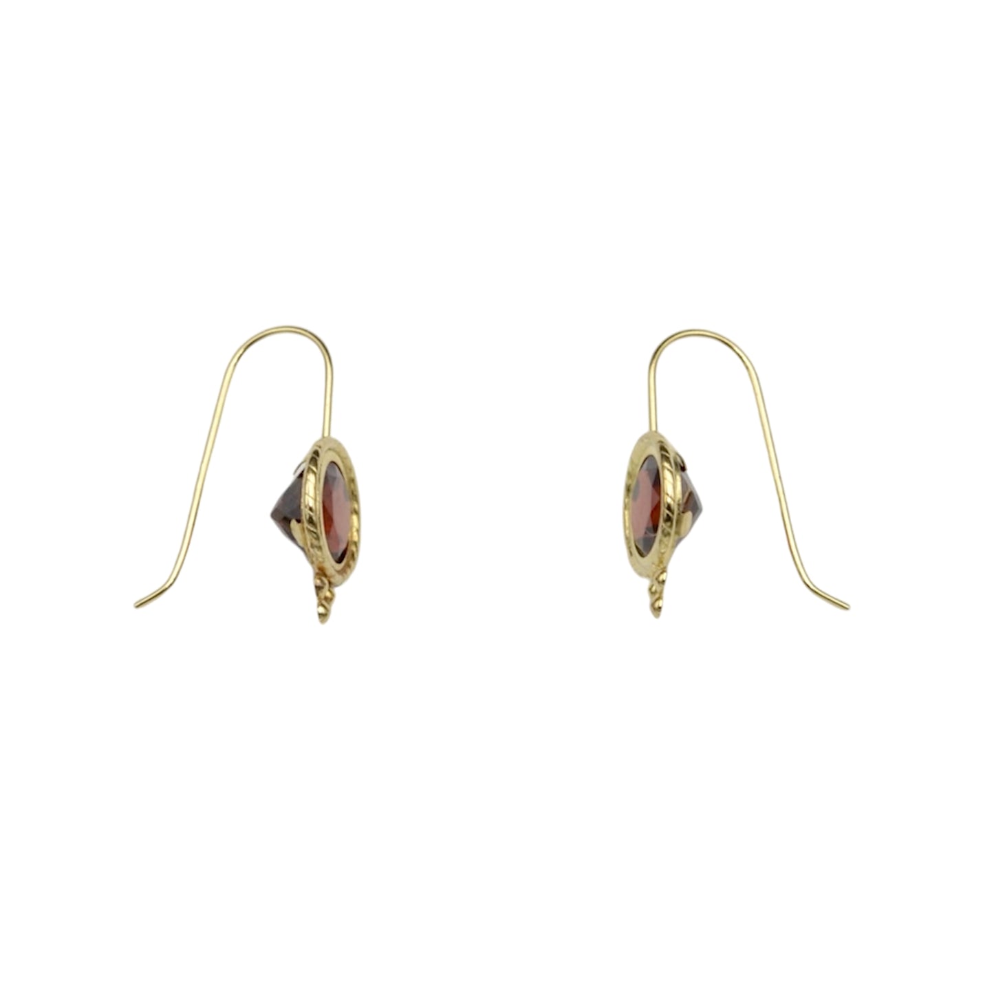 Vintage Byzantine Style Garnet And 14k Gold Earrings