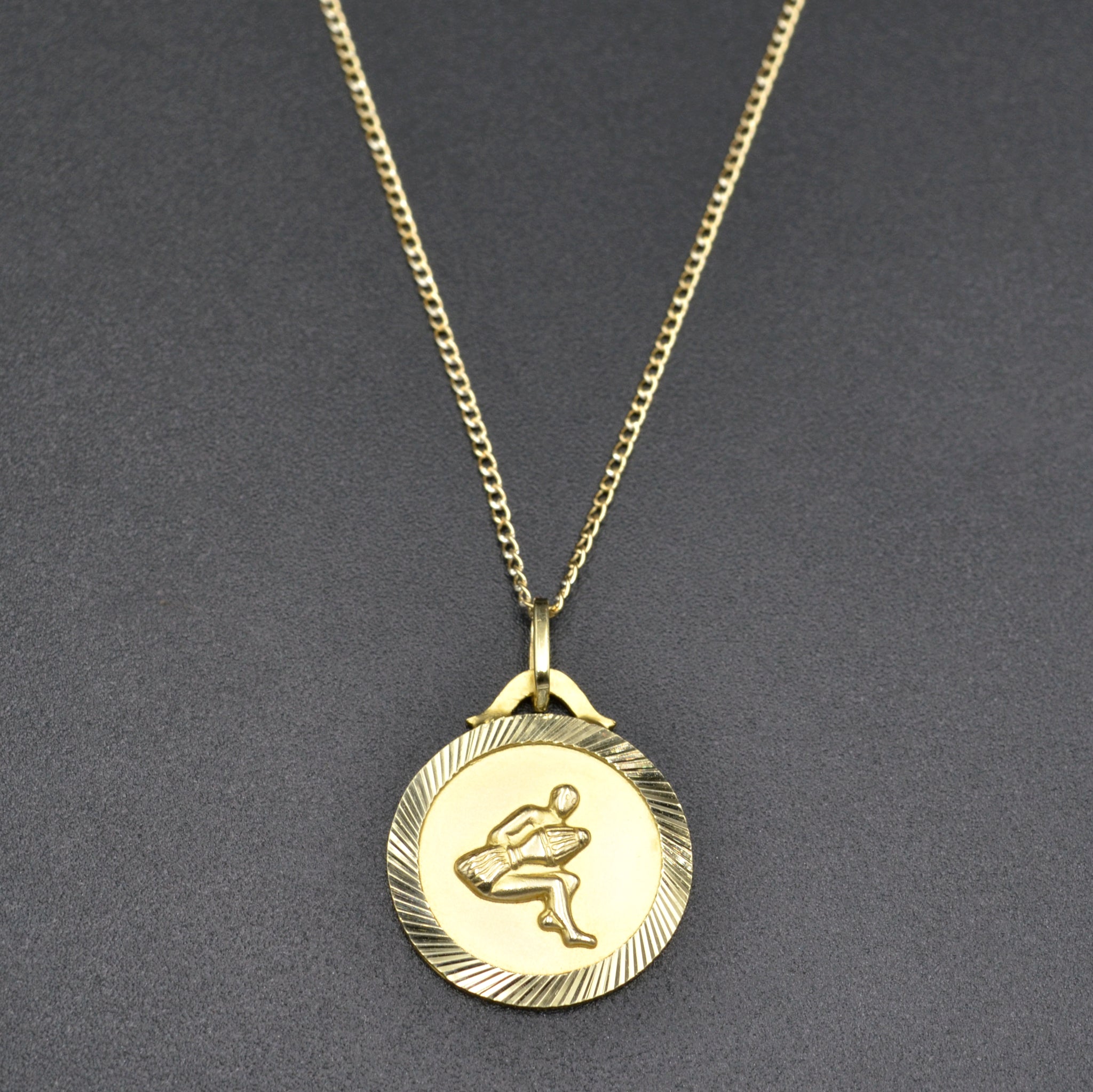 Aquarius Zodiac Diamond Pendant Necklace 14k Yellow Gold (0.15ct) - AZ2498