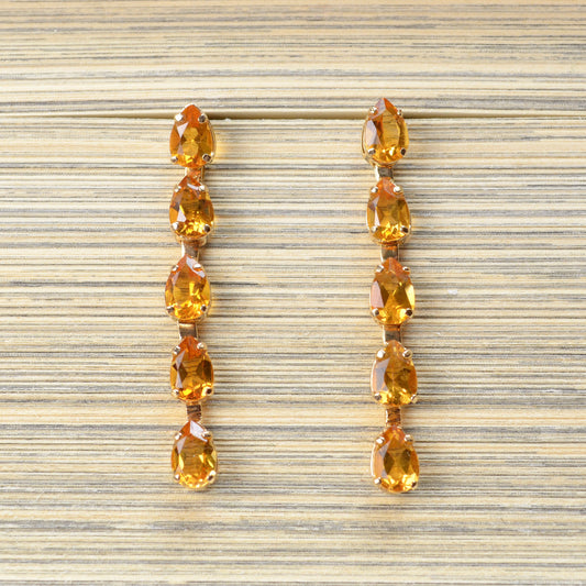 Vintage Citrine Quartz and 14k Gold Earrings