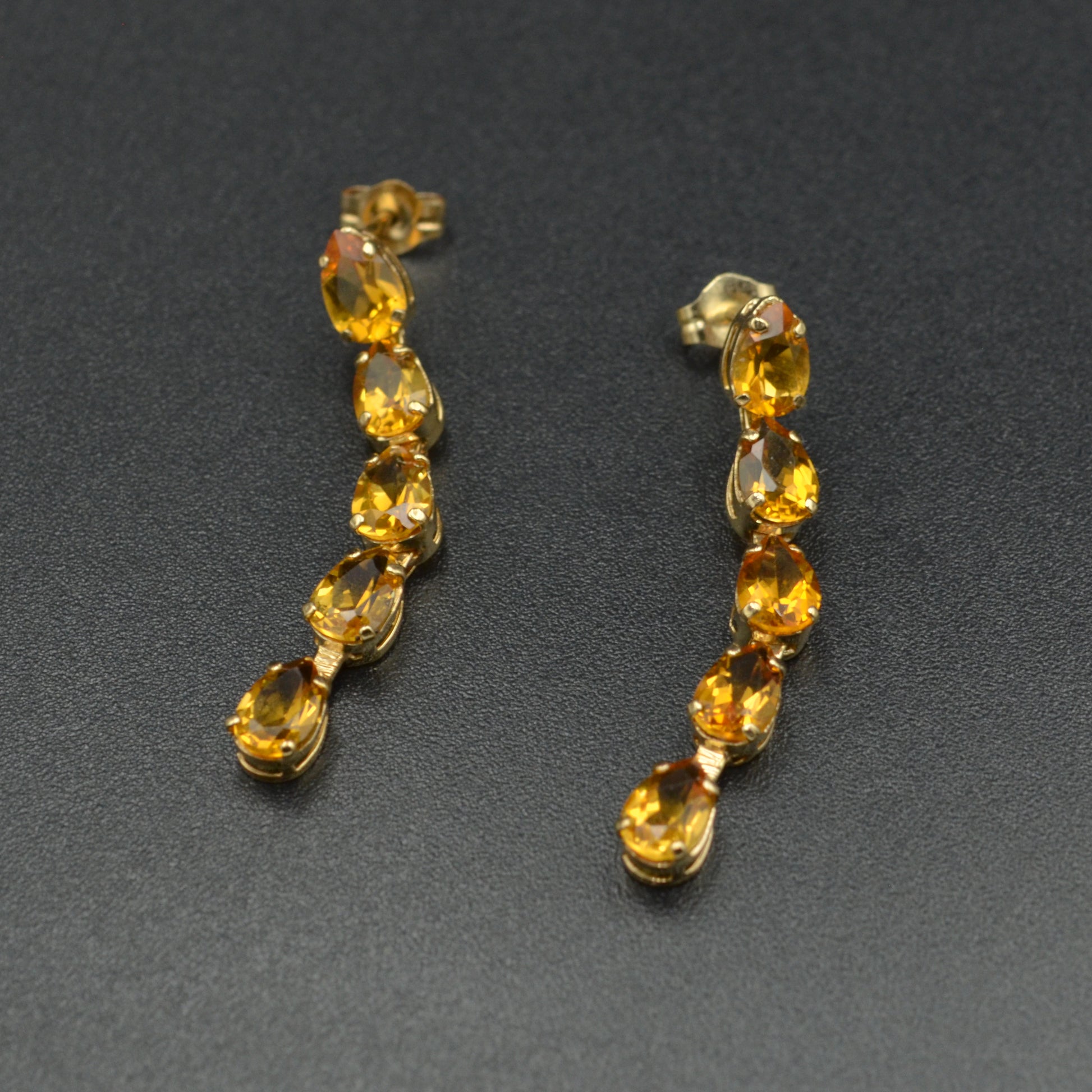Vintage Citrine Quartz and 14k Gold Earrings