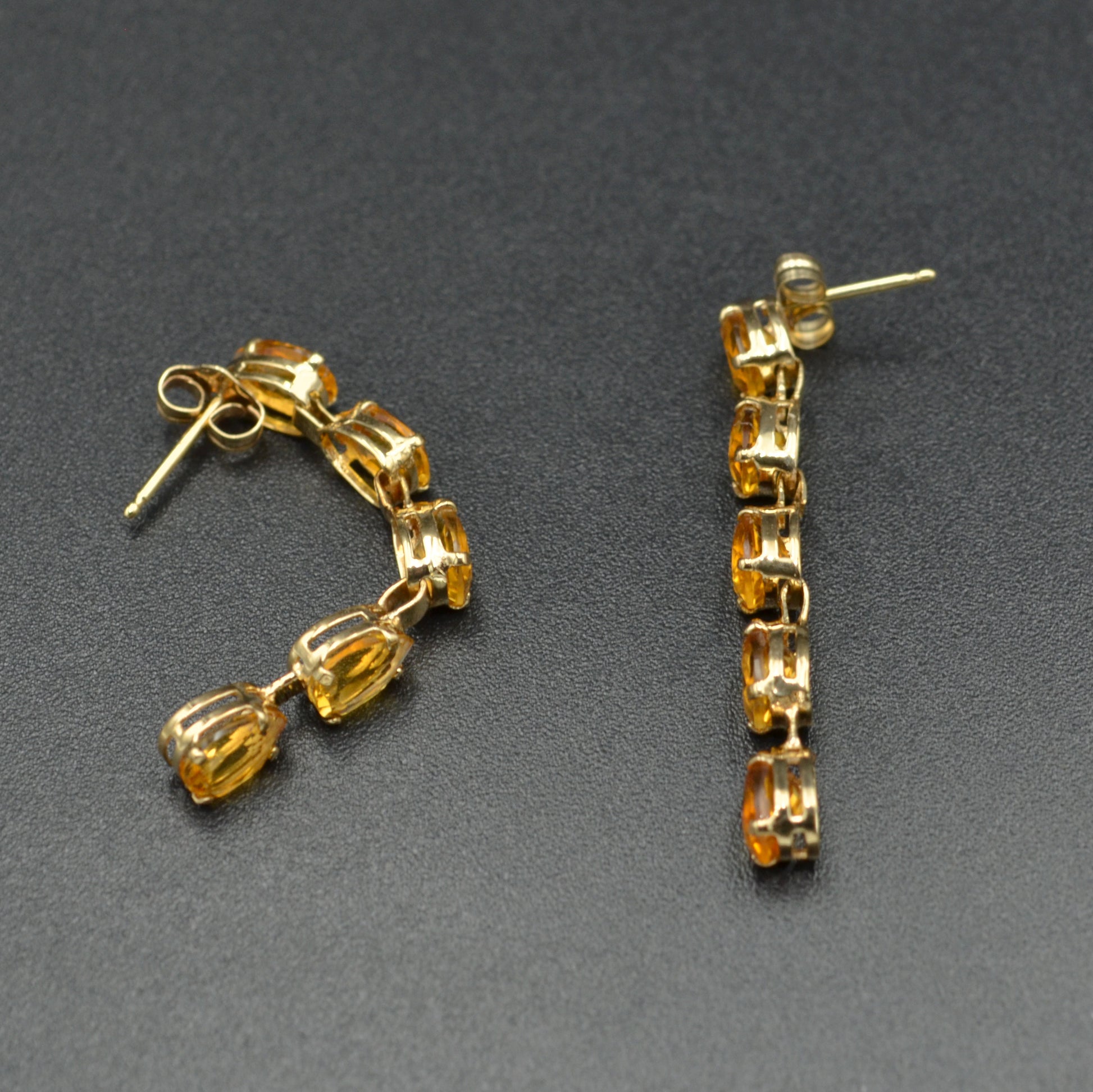 Vintage Citrine Quartz and 14k Gold Earrings