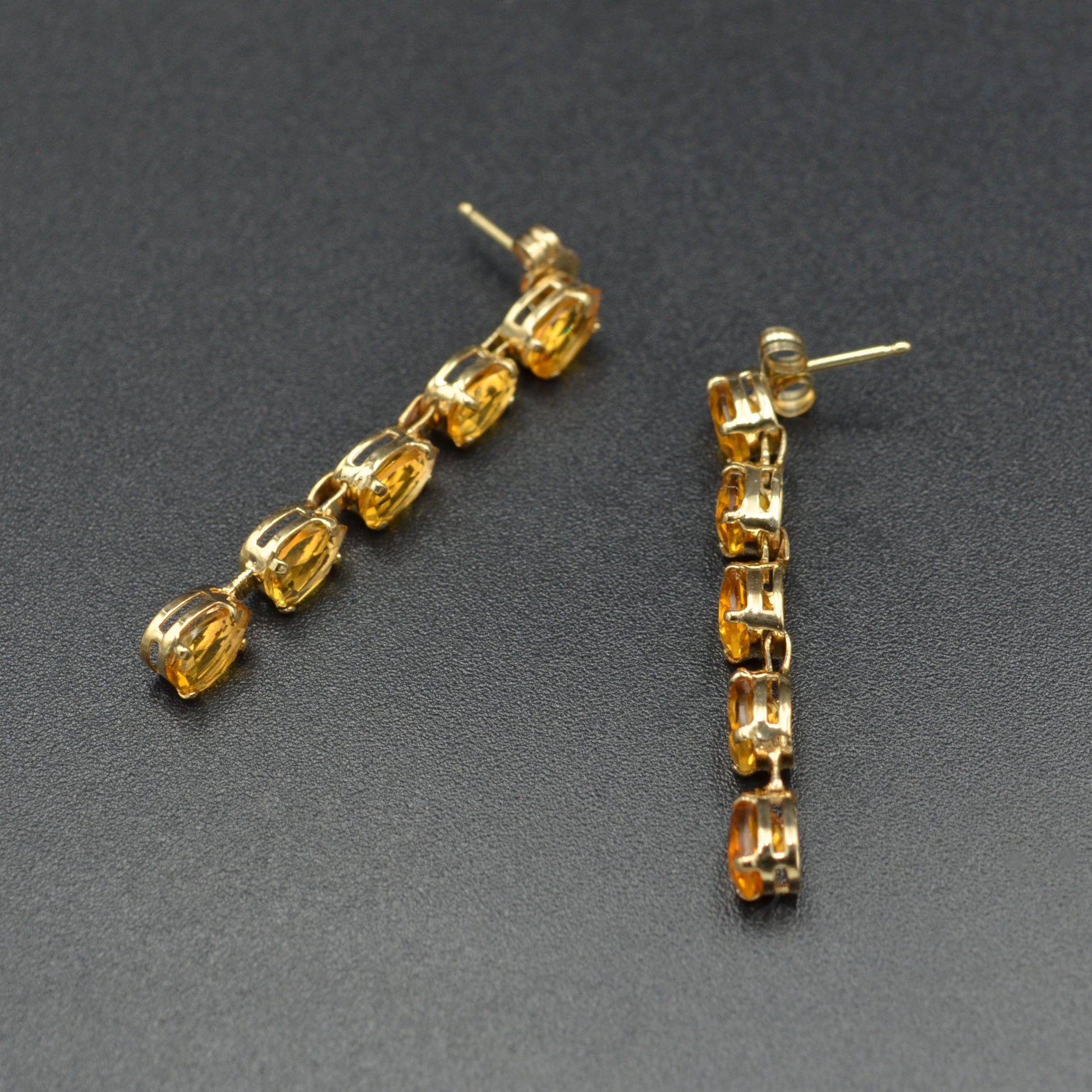 Vintage Citrine Quartz and 14k Gold Earrings