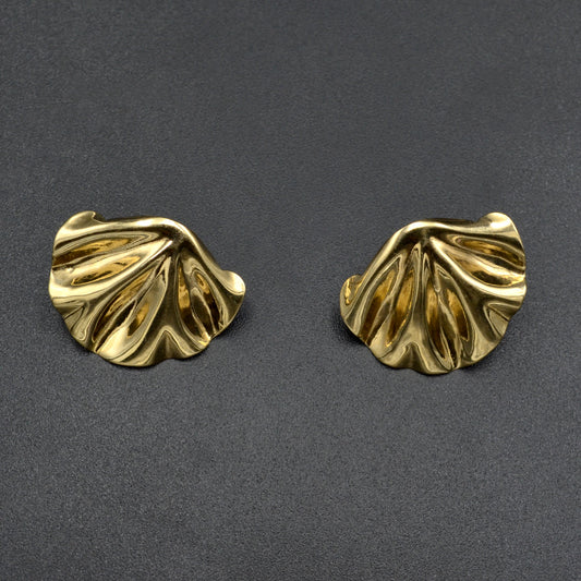 Vintage 14k Gold Fan Earrings