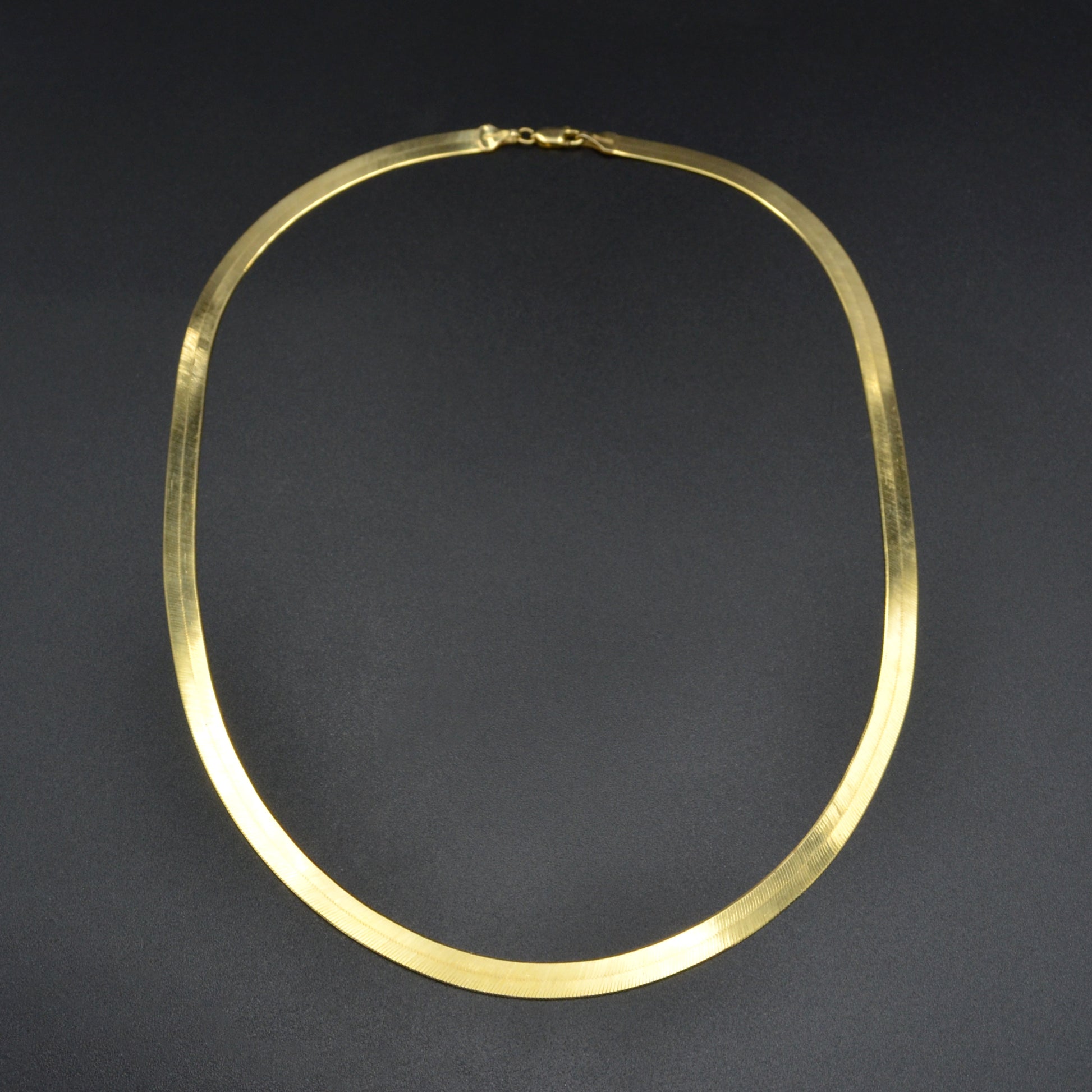 Vintage 14k Gold Herringbone Chain Necklace