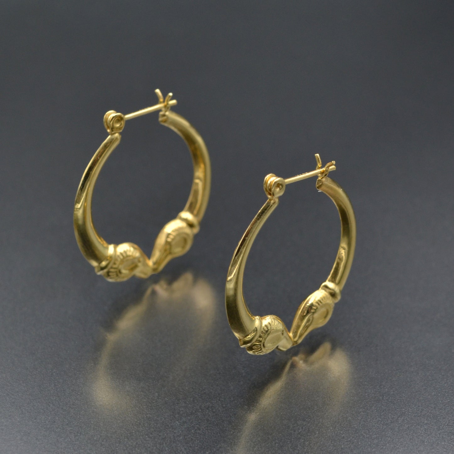 Double Rams Head Gold Earrings