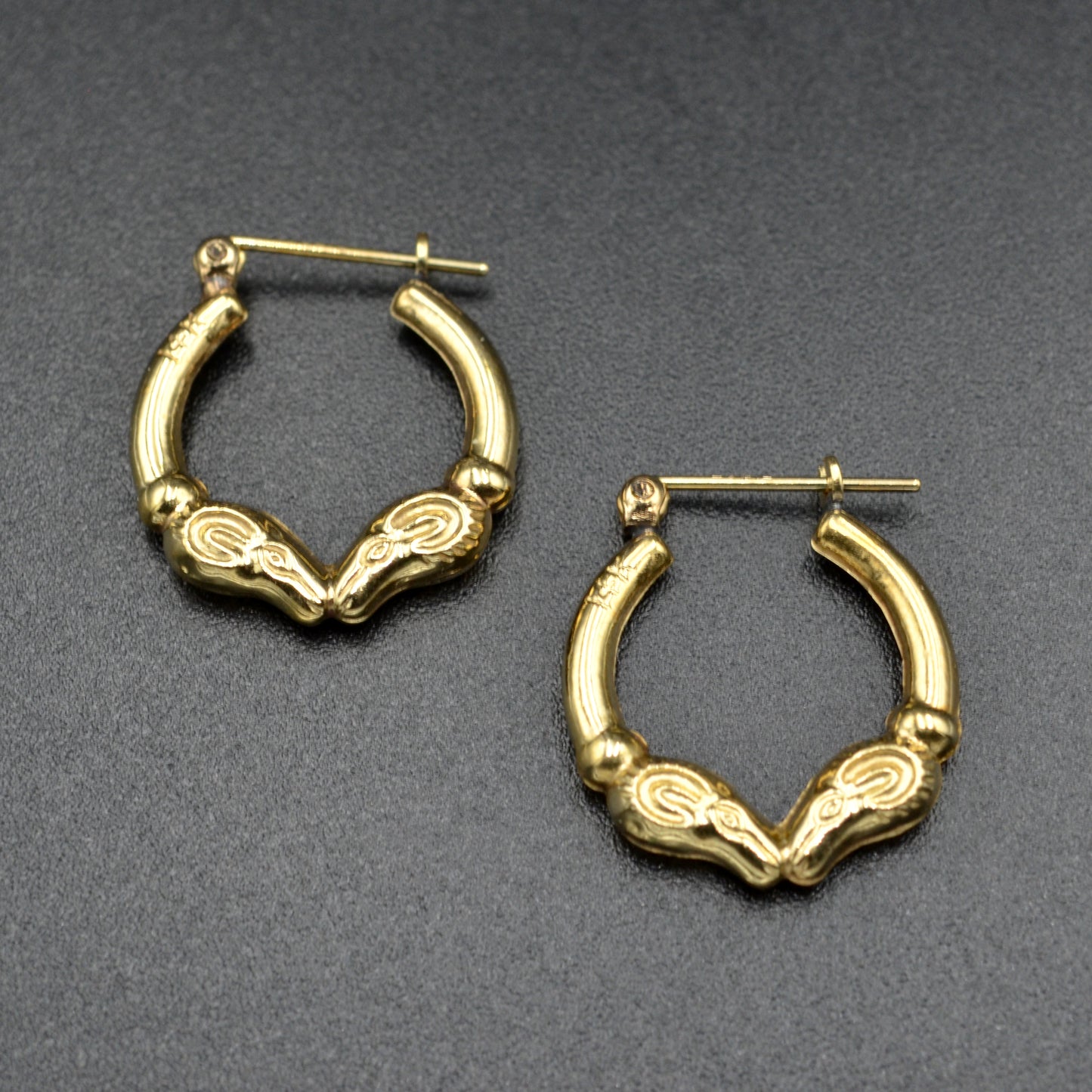 Vintage 14k Gold Rams Head Hoop Earrings