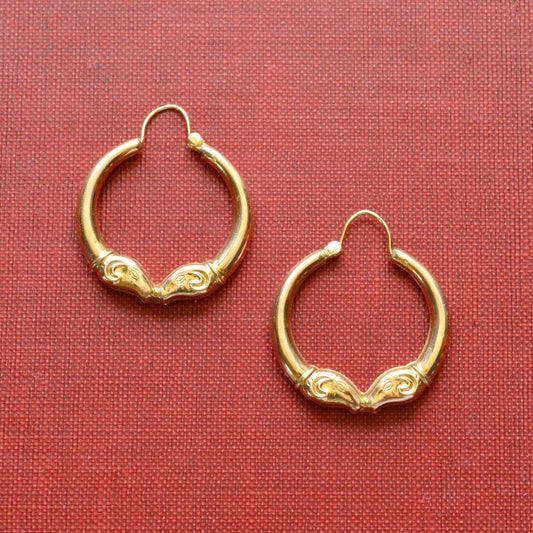 Vintage 14k Gold Kissing Double Rams Head Earrings