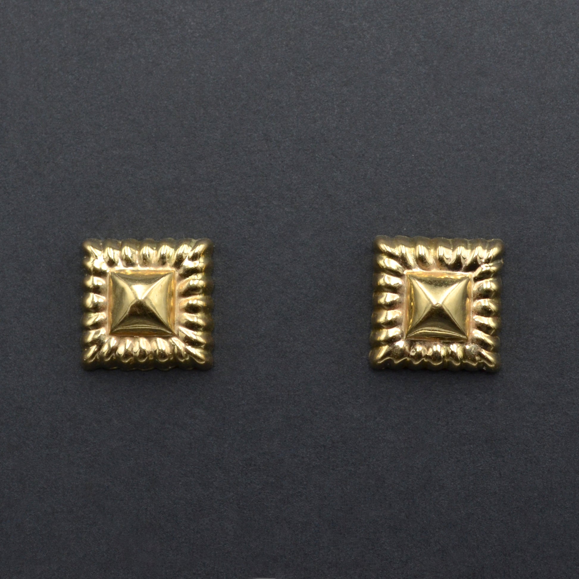 Vintage 14k Gold Ravioli Post Earrings