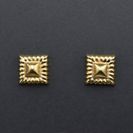 Vintage 14k Gold Ravioli Post Earrings