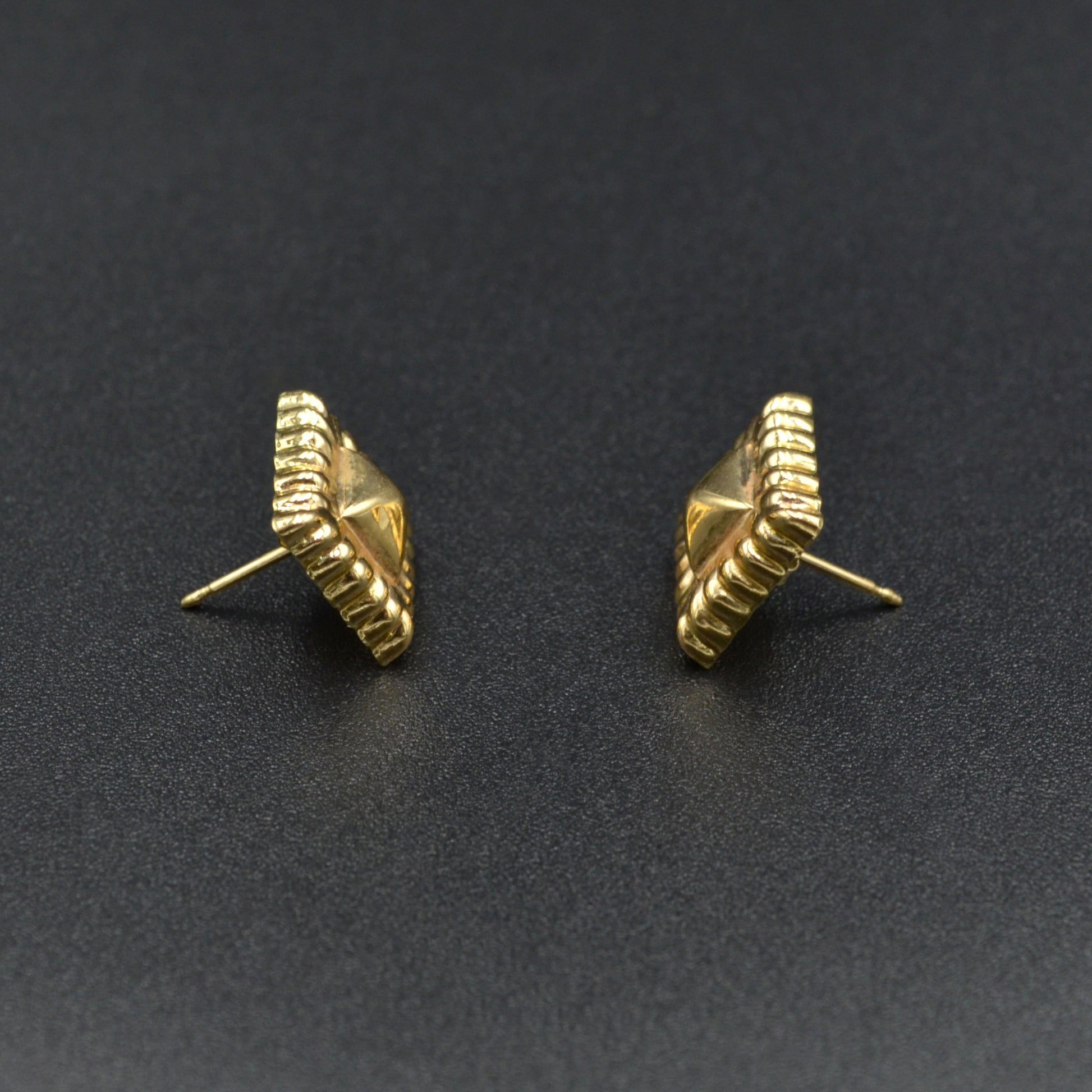 Vintage 14k Gold Ravioli Post Earrings