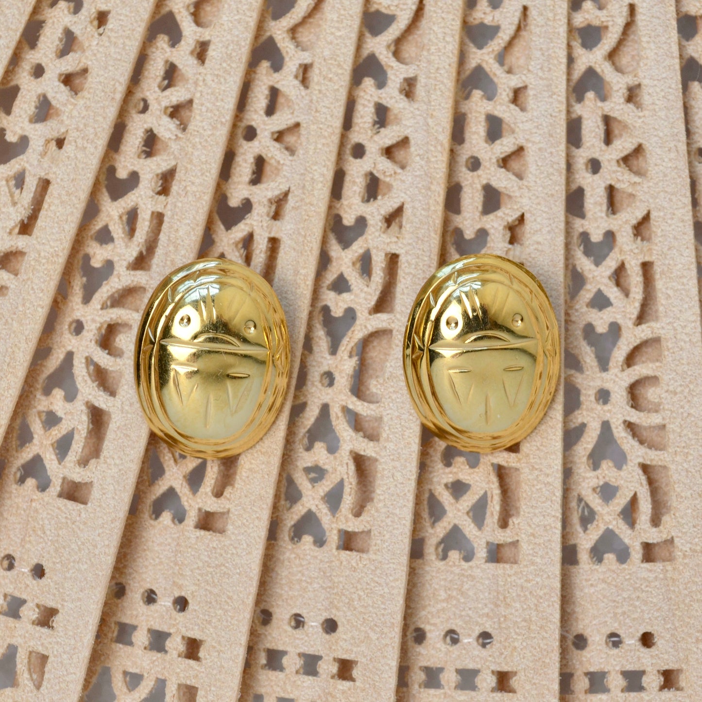 Vintage 14k Scarab Post Earrings