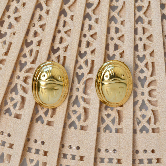 Vintage 14k Scarab Post Earrings