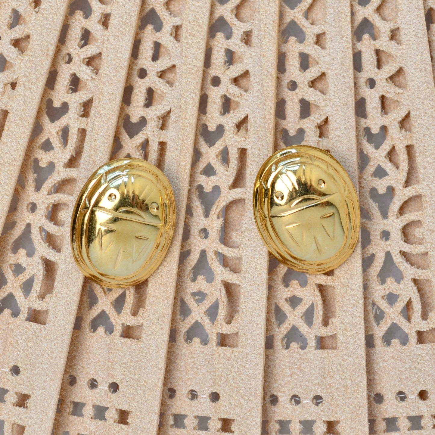 Vintage 14k Scarab Post Earrings
