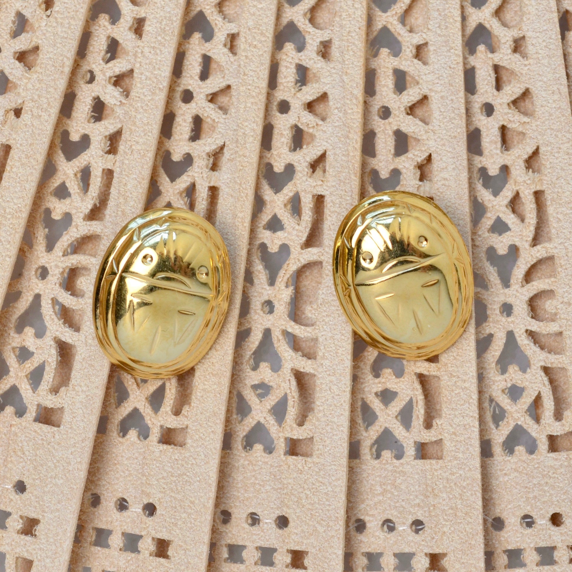 Vintage 14k Scarab Post Earrings