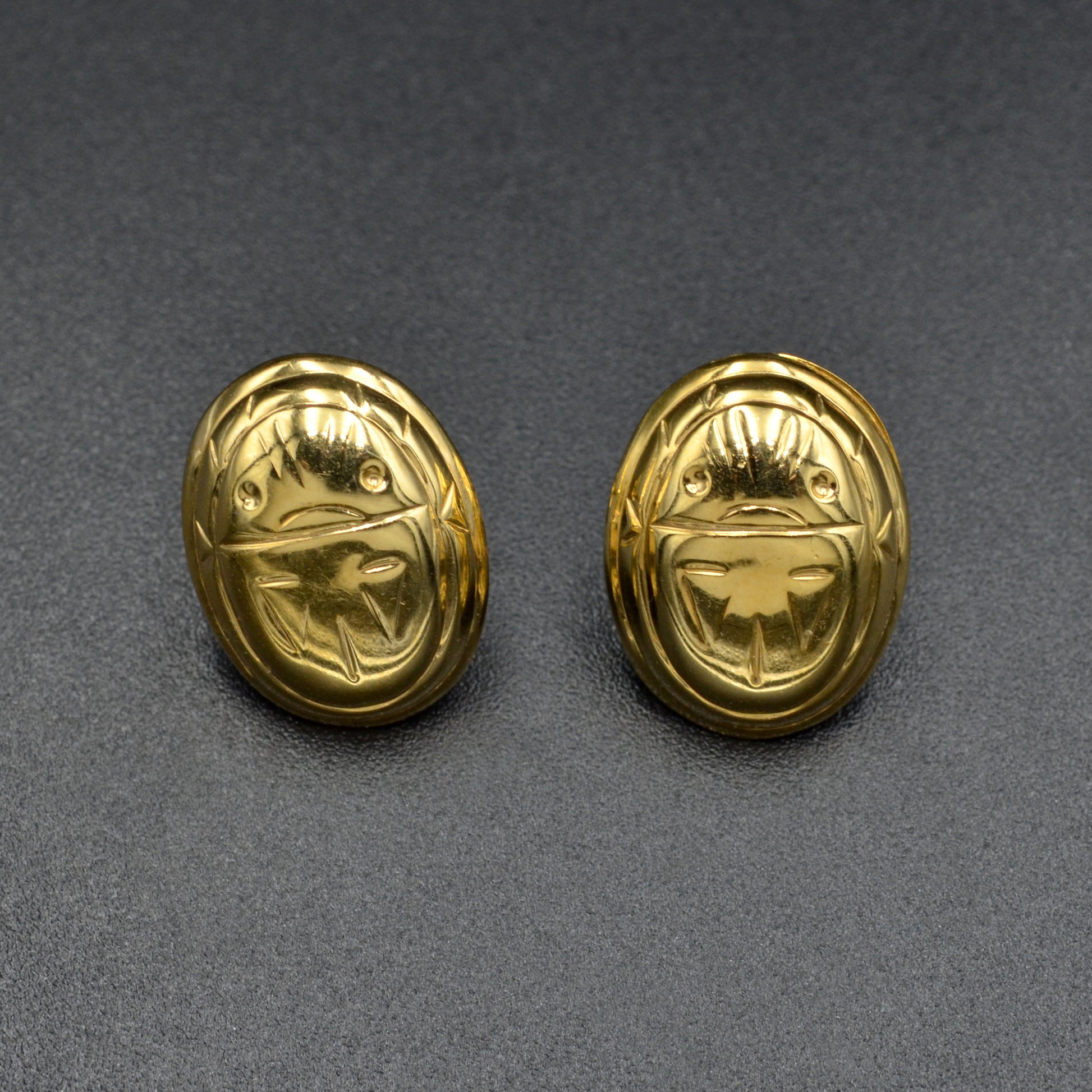 Vintage 14k Scarab Post Earrings