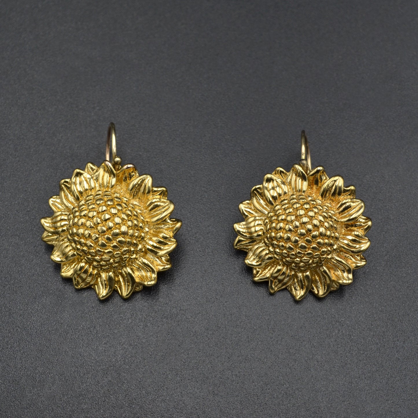 Vintage 14k Gold Sunflower Earrings