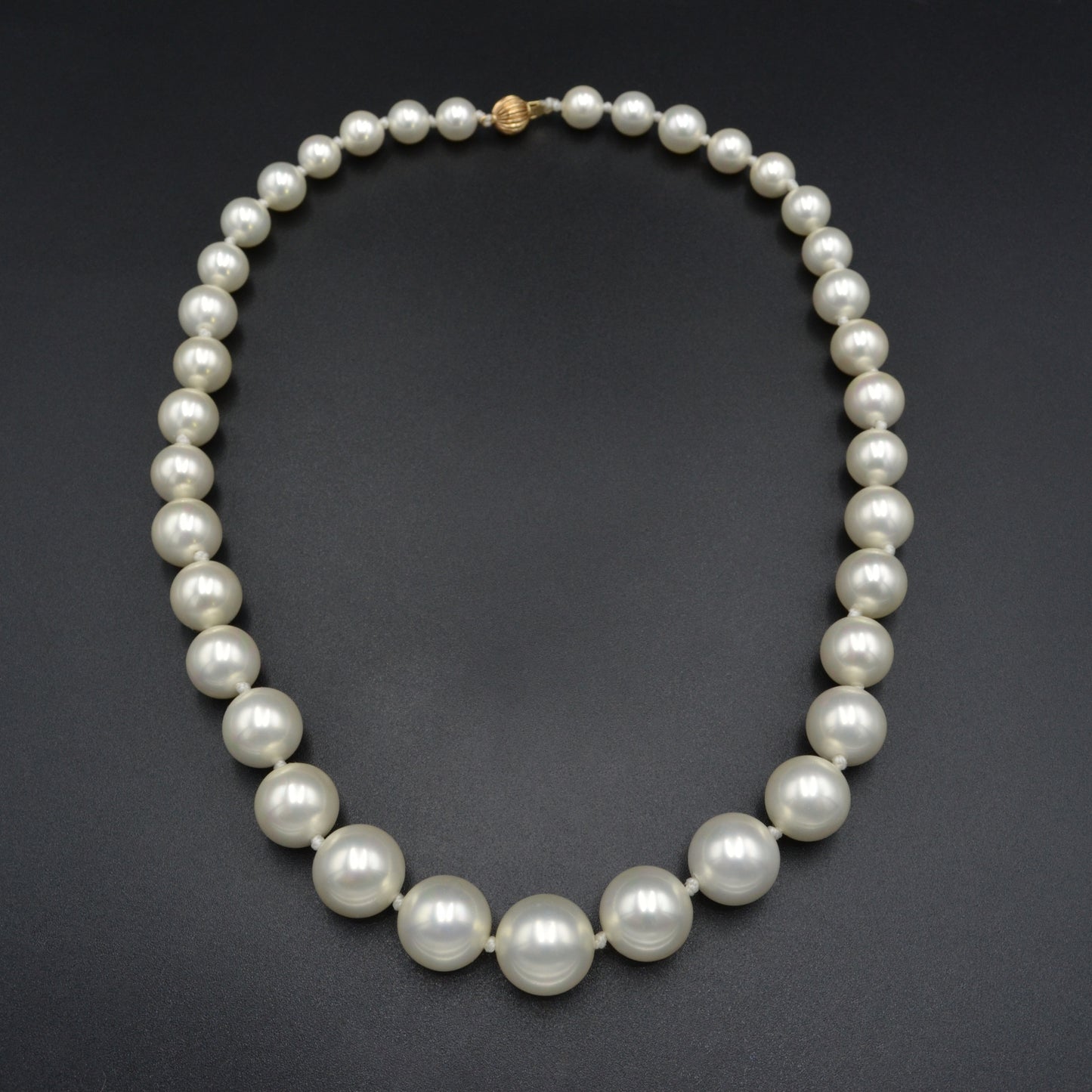 Vintage Graduated Faux Pearl and 14k Gold Necklace