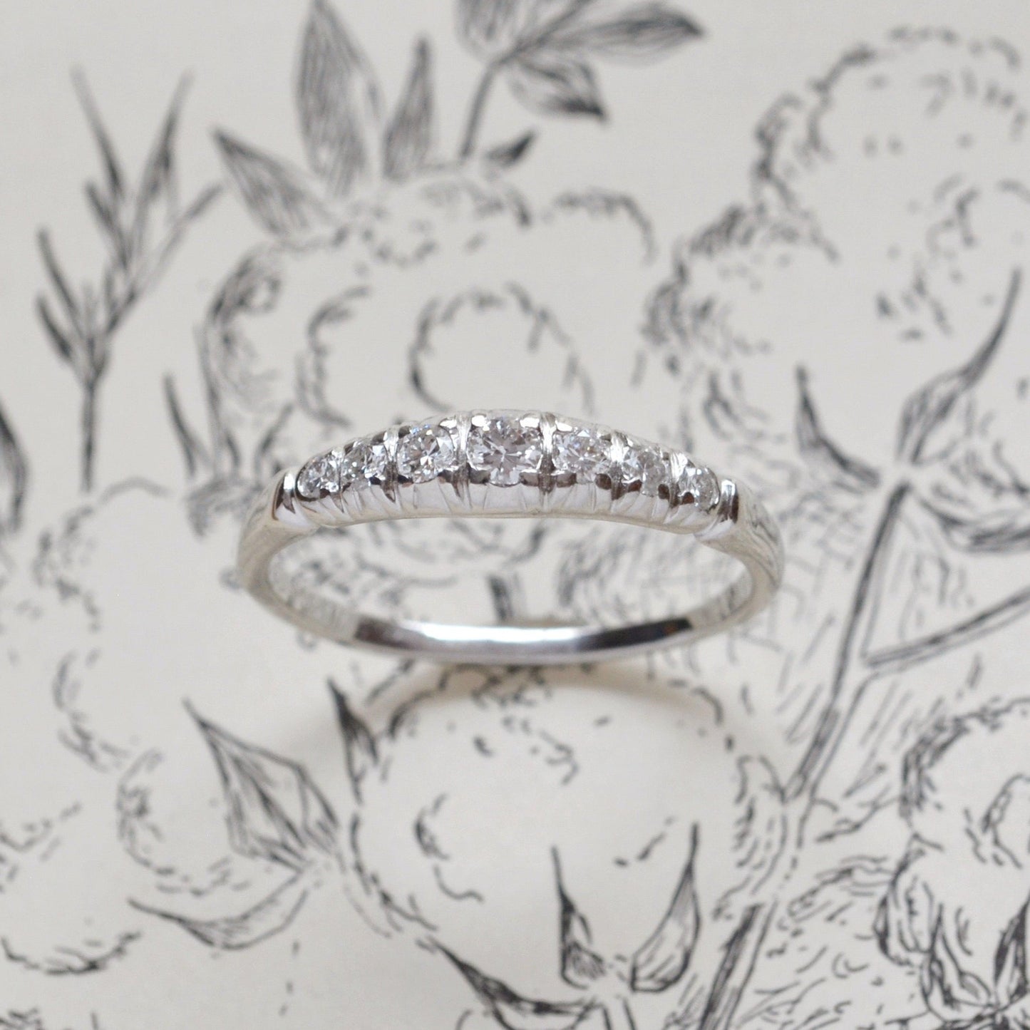 Antique Graduated Diamond and Platinum Ring