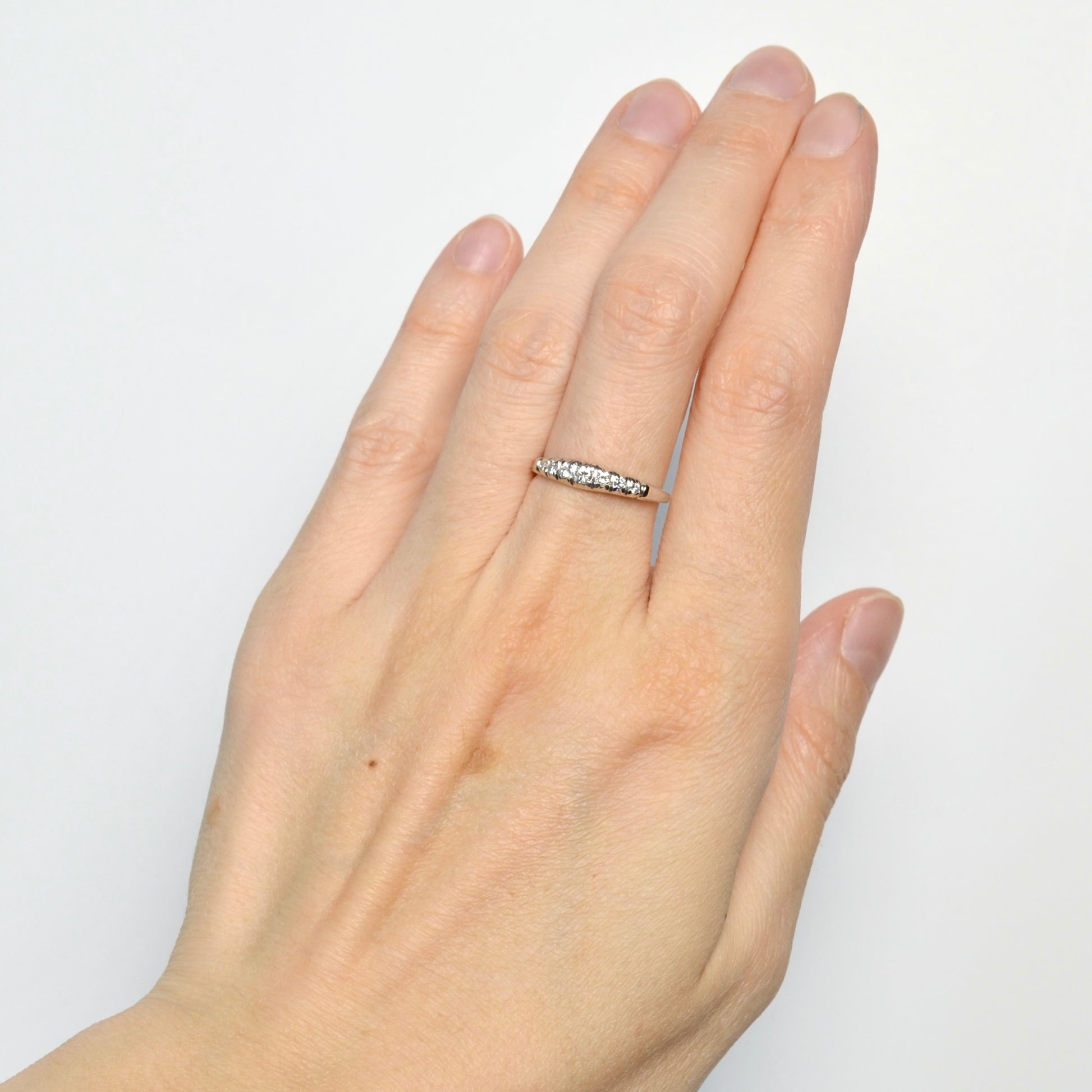 Antique Graduated Diamond and Platinum Ring