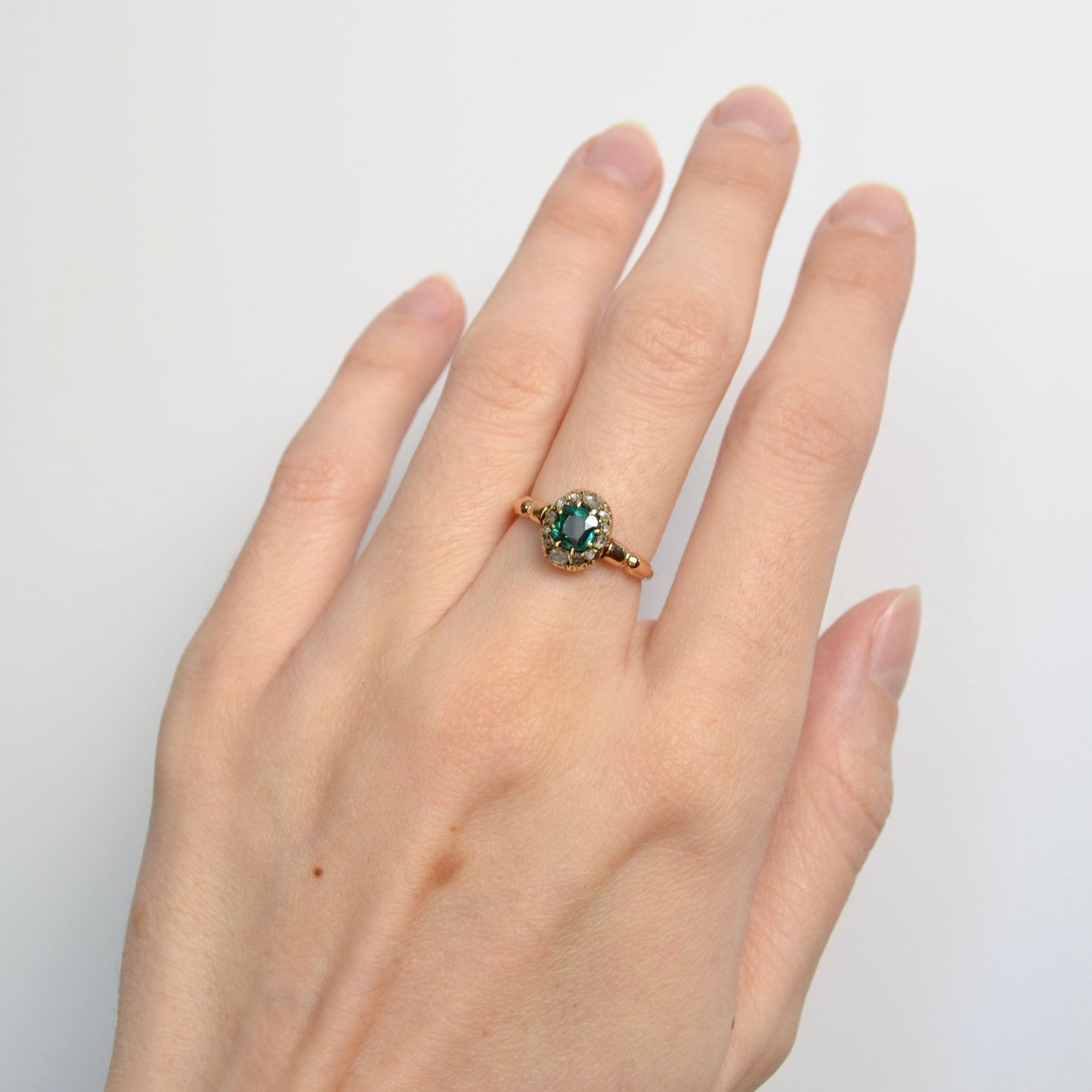 Antique Green Tourmaline and Diamond Ring