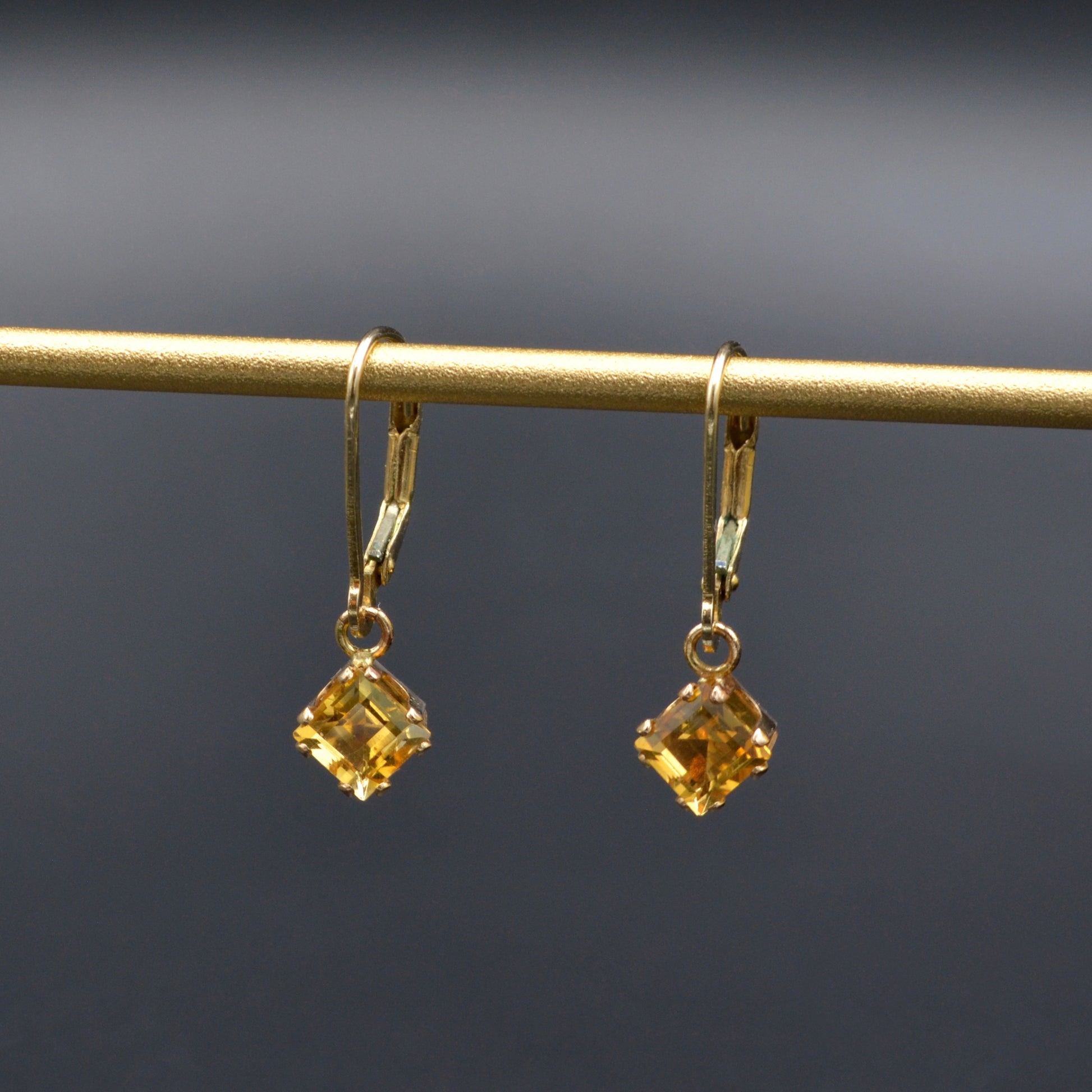 Vintage 14k Gold and White Topaz, Blue Topaz and Citrine Convertible Gem Earrings 