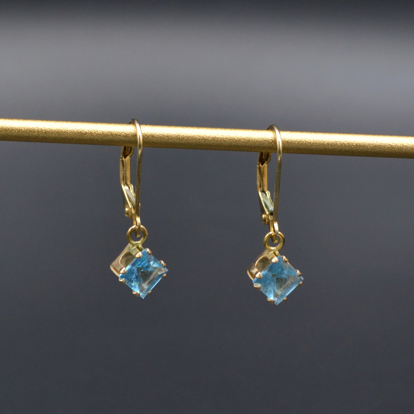 Vintage 14k Gold and White Topaz, Blue Topaz and Citrine Convertible Gem Earrings 