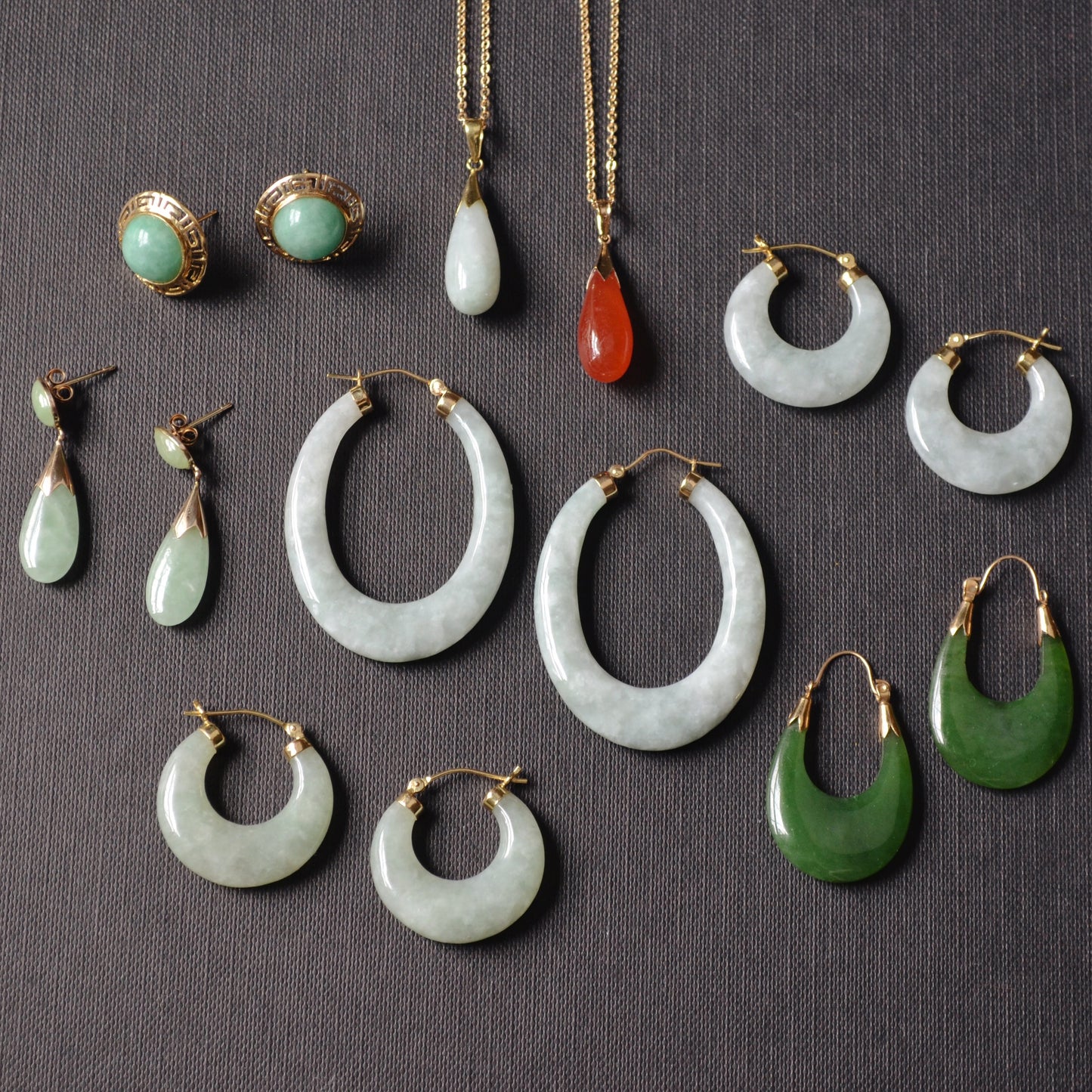 Elongated Oval Jade Earrings