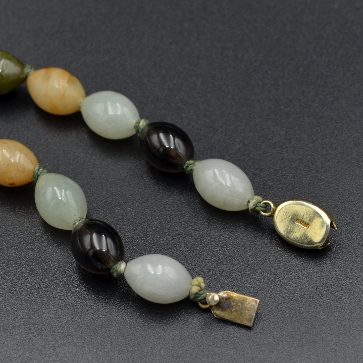 Vintage Multicolor Jade and Smoky Quartz Beaded Necklace