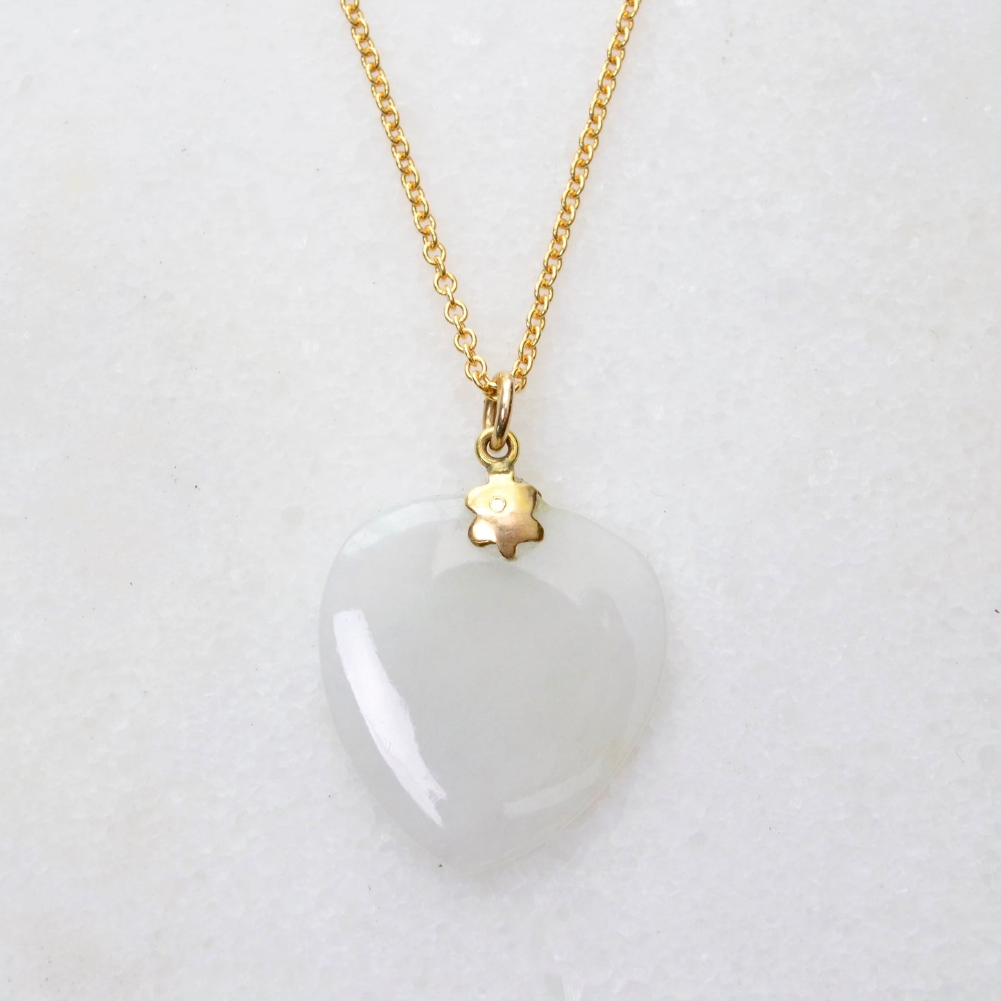 Vintage Jadeite and 14k Gold Heart Necklace