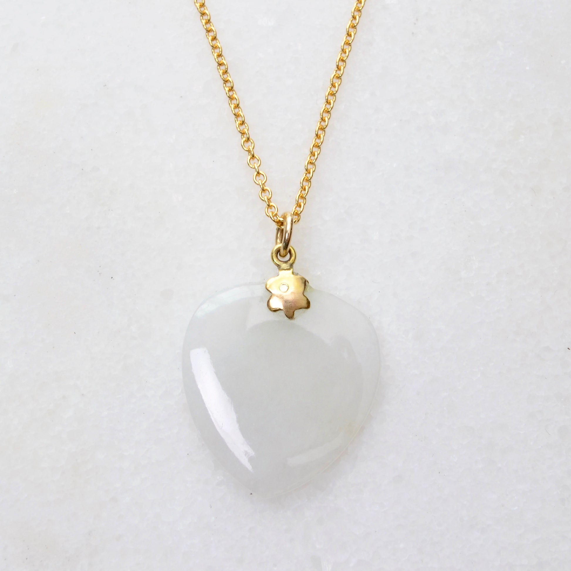 Vintage Jadeite and 14k Gold Heart Necklace