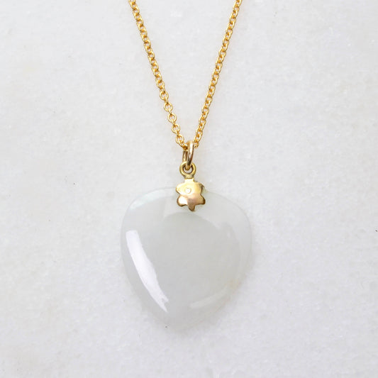 Vintage Jadeite and 14k Gold Heart Necklace