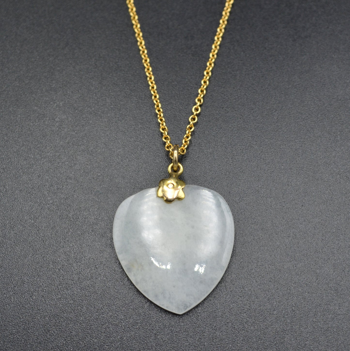 Vintage Jadeite and 14k Gold Heart Necklace