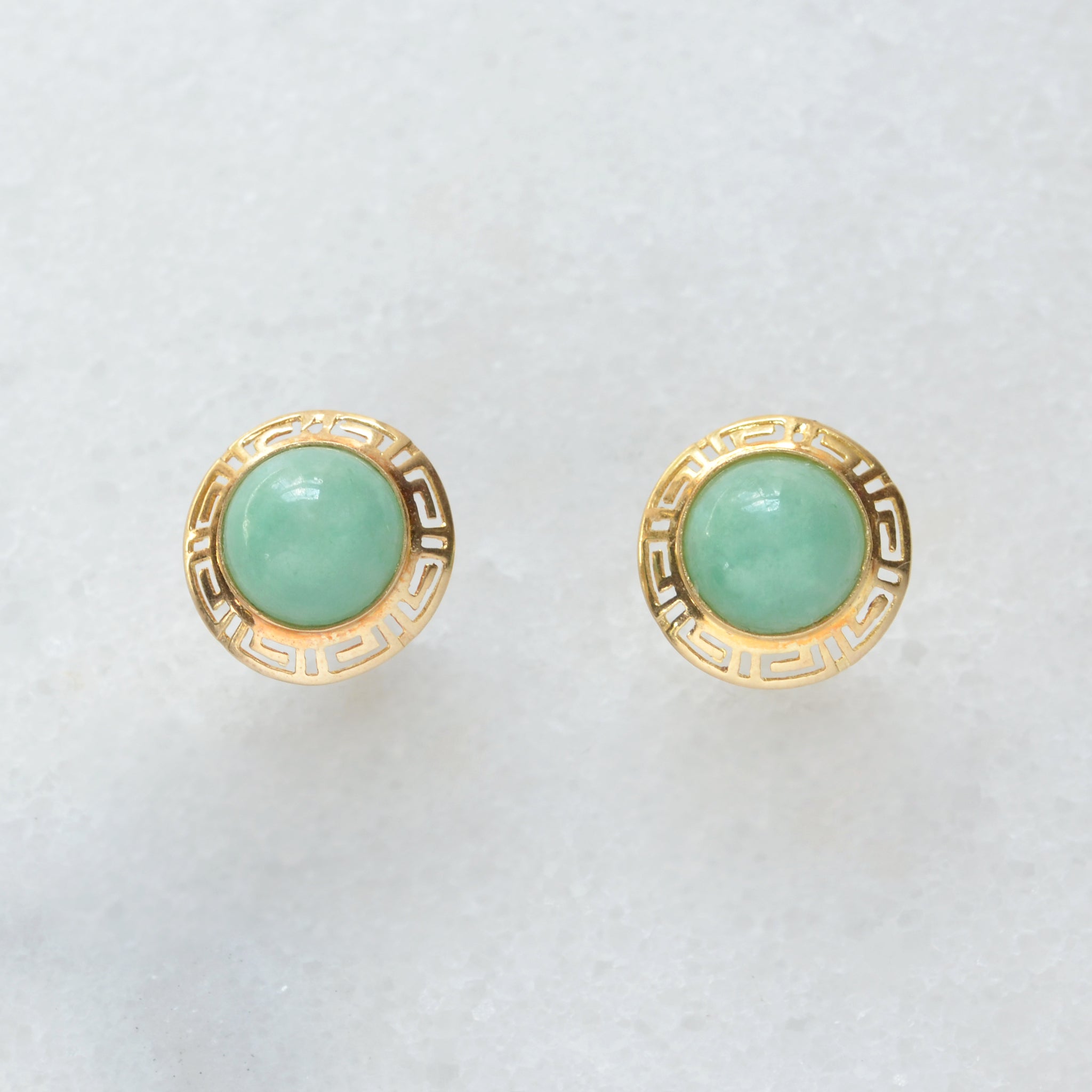 Buy Ming Jewelry Hawaii 14K Gold Earrings Gold Jade Earrings Carved Jade  Earrings Online in India - Etsy