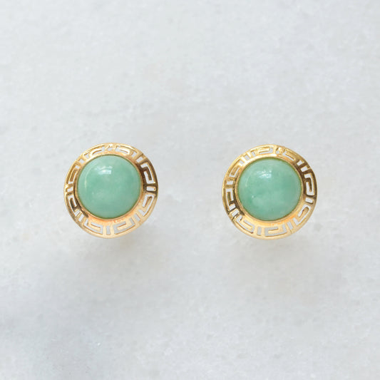 Jade and Gold Post Earrings
