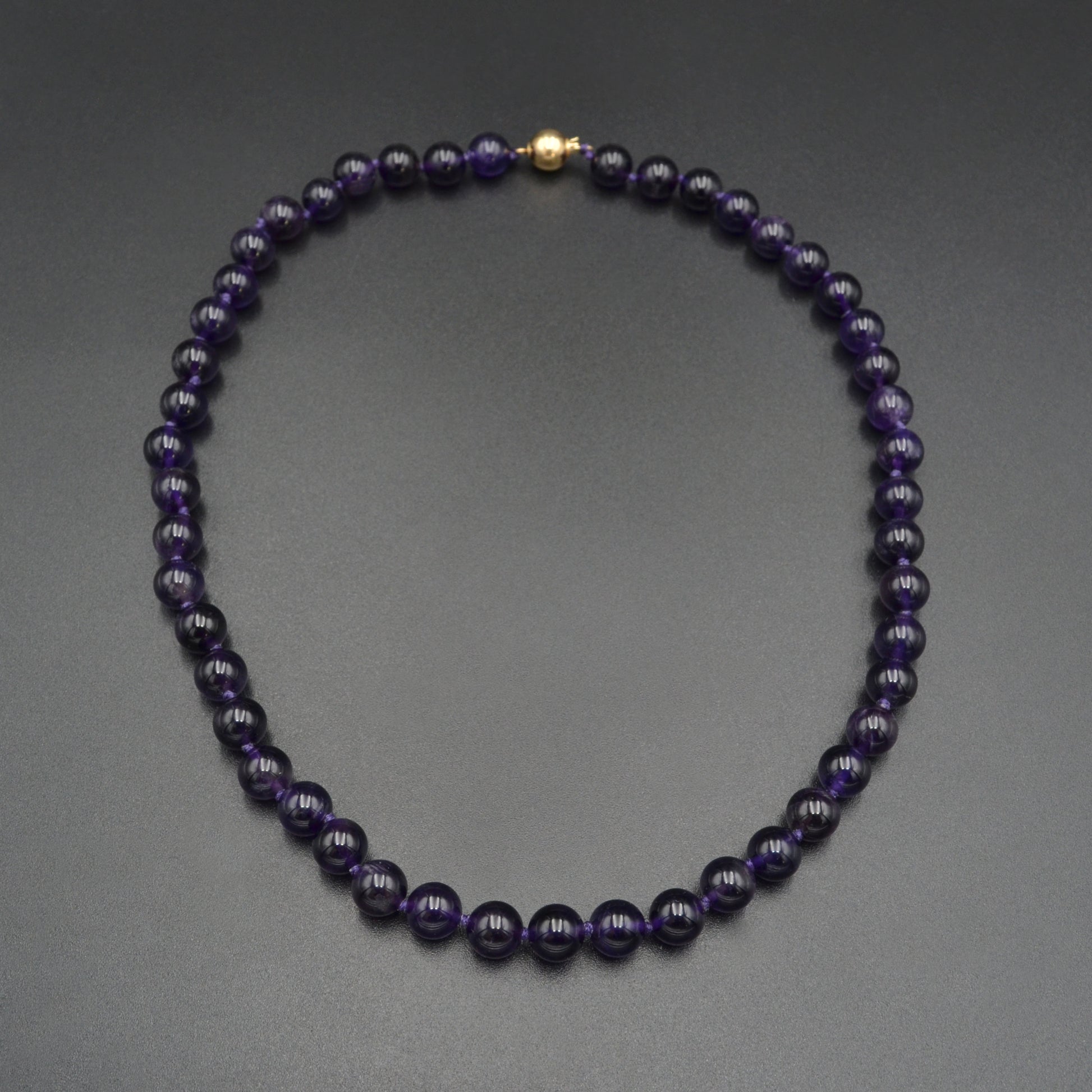 Vintage Knotted Amethyst and 14k Gold Necklace