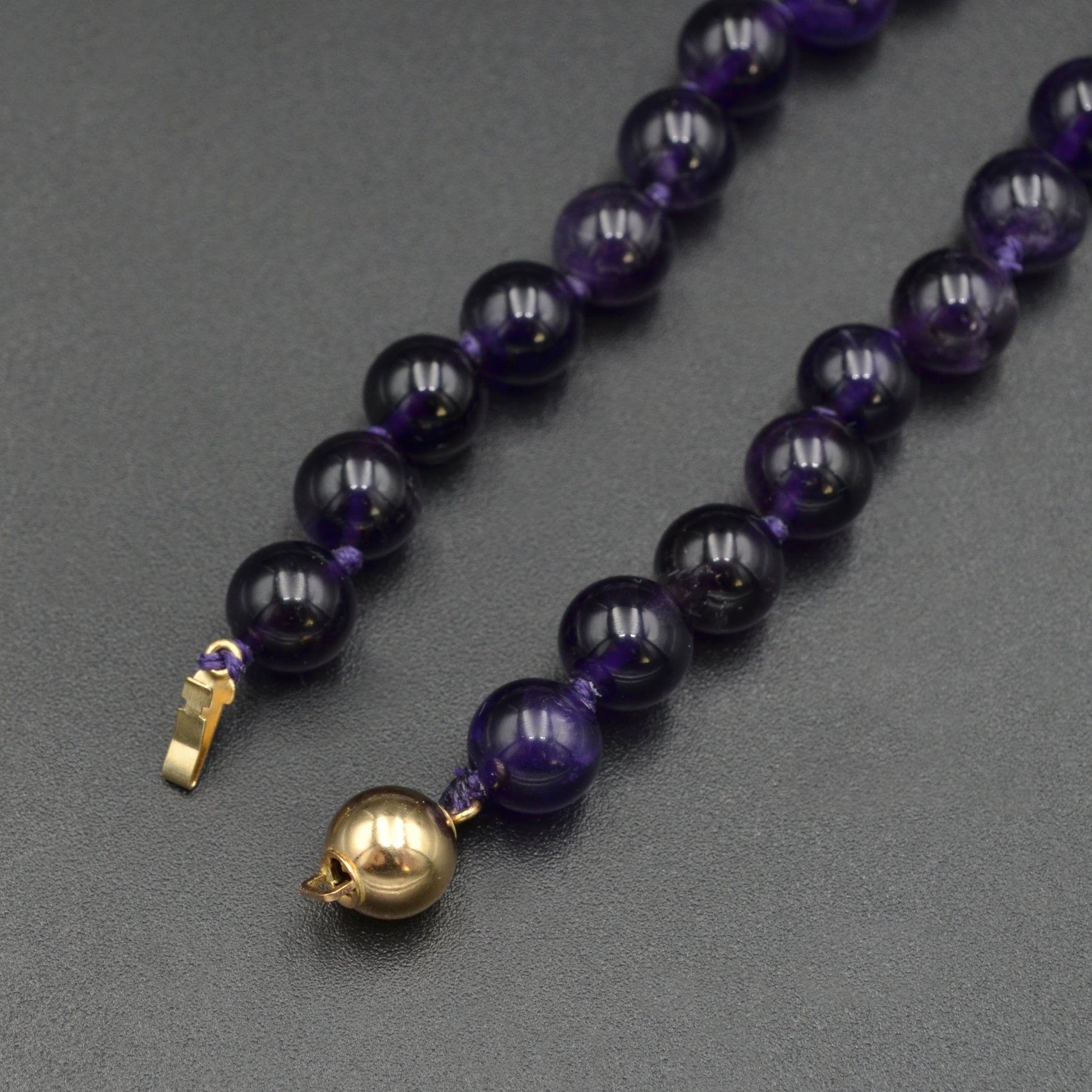 Vintage Knotted Amethyst and 14k Gold Necklace